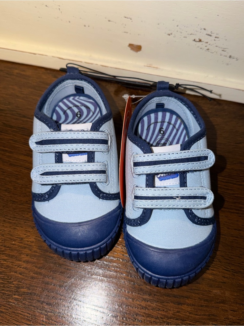 wonder nation Light Blue & Navy Kids Hook-and-Loop Sneakers